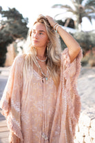 Ibzmode Long Kaftan Vayla Lumira Old Pink luxury beach kaftan