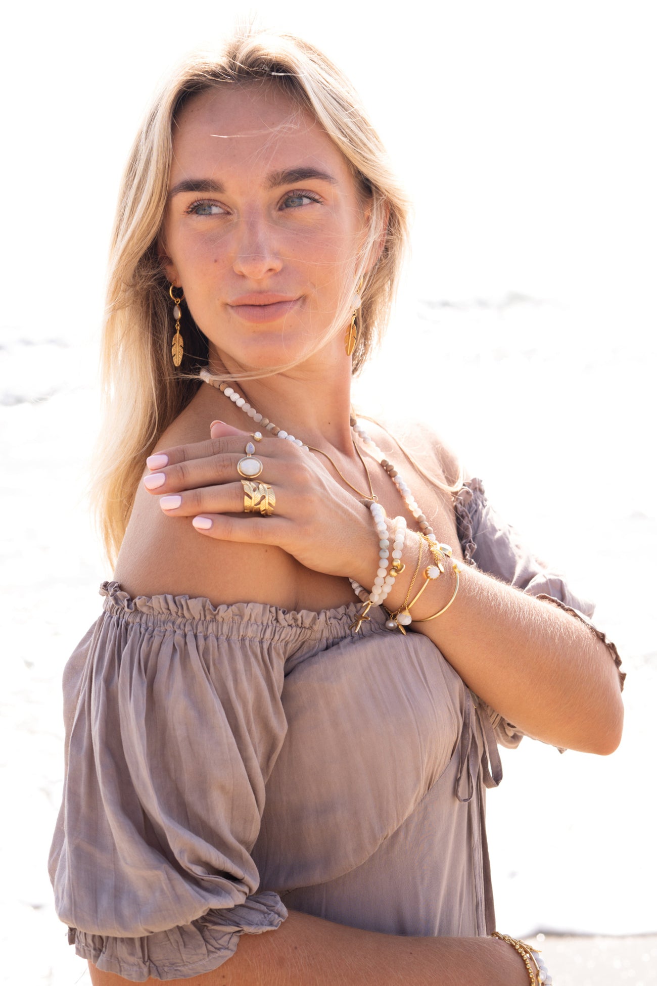 Ibizamode Long Dress Paros Aurelia Ivory with airy ombre look and flowy summer fit