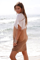Ibizamode Short Kaftan Noa Almora Ivory with airy printed look and relaxed summer fit