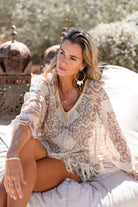 Ibizamode Top Melia Alvaria Taupe with subtle shimmer detail