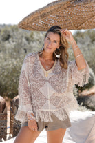 Ibizamode Top Melia Alvaria Taupe with subtle shimmer detail