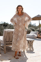 Ibizamode Kaftan Suna Alvaria Taupe with subtle shimmer detail