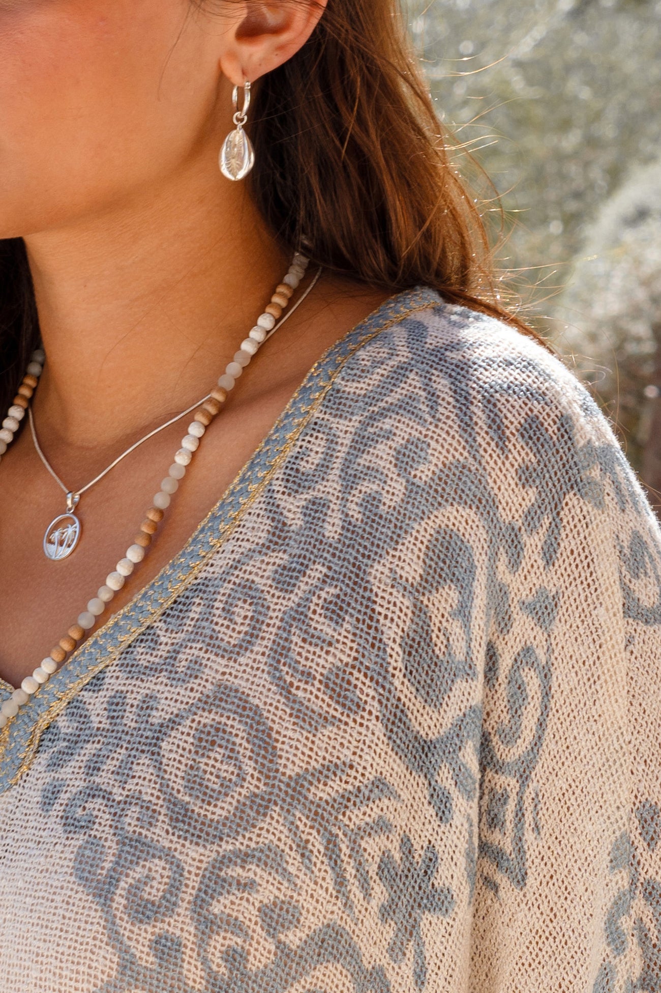 Ibizamode Kaftan Suna Alvaria Pale Blue with subtle shimmer detail