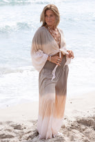 Ibizamode Wrap Top Sadri Almora Taupe Sand with airy printed look and feminine fit