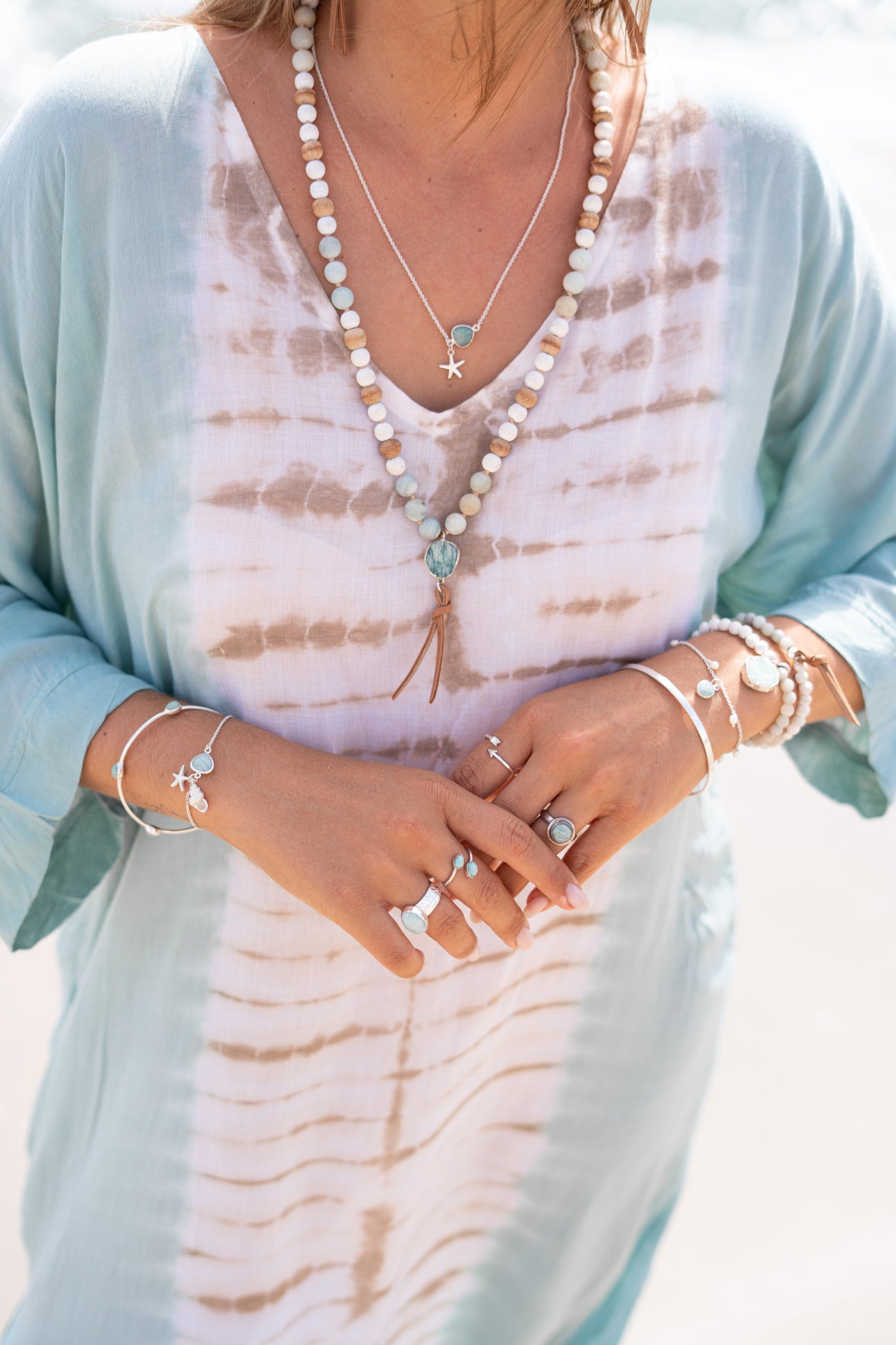 Ibizamode Kaftan Milla Maraluna Mint with airy ombre look and relaxed beach fit