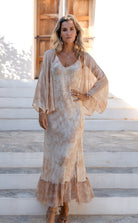 Ibizamode Bohemian Blush beige tie dye viscose strap dress