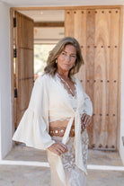 Ibizamode Wrap Top Marcia Ivory plain wrap blouse