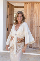 Ibizamode Wrap Top Marcia Ivory plain wrap blouse
