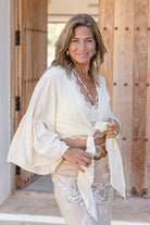 Ibizamode Wrap Top Marcia Ivory plain wrap blouse
