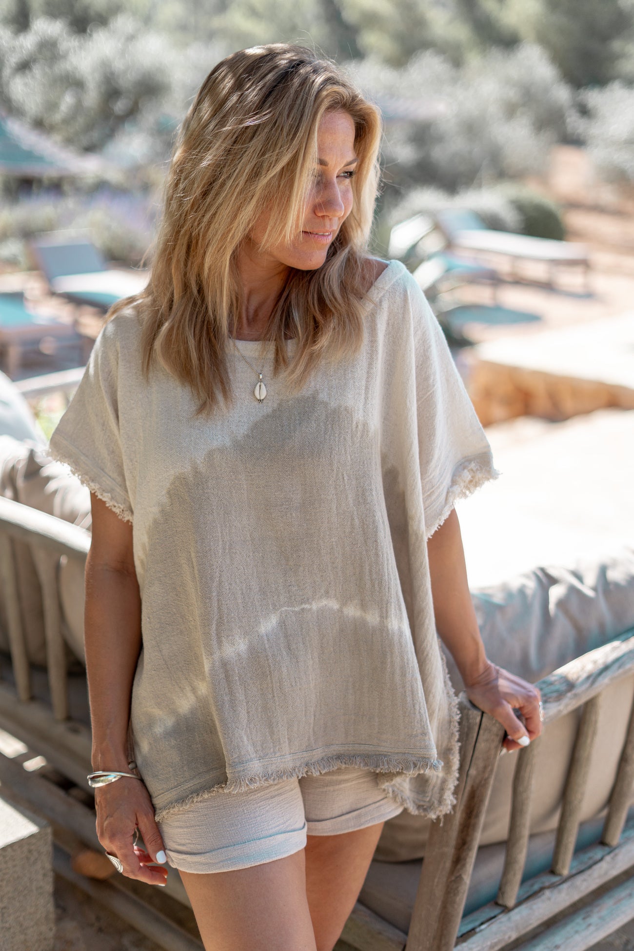 Bohemian top in natural mix van ibzmode, Brands of Ibiza