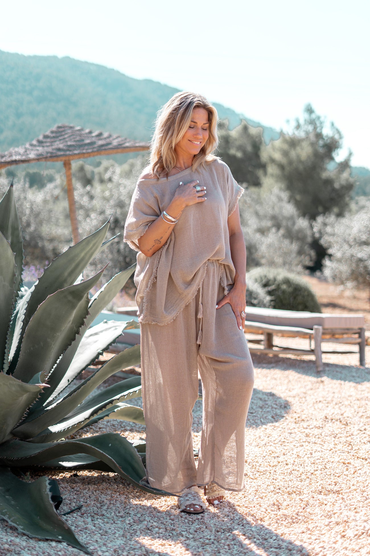 Bohemian top in sand van ibzmode, Brands of Ibiza