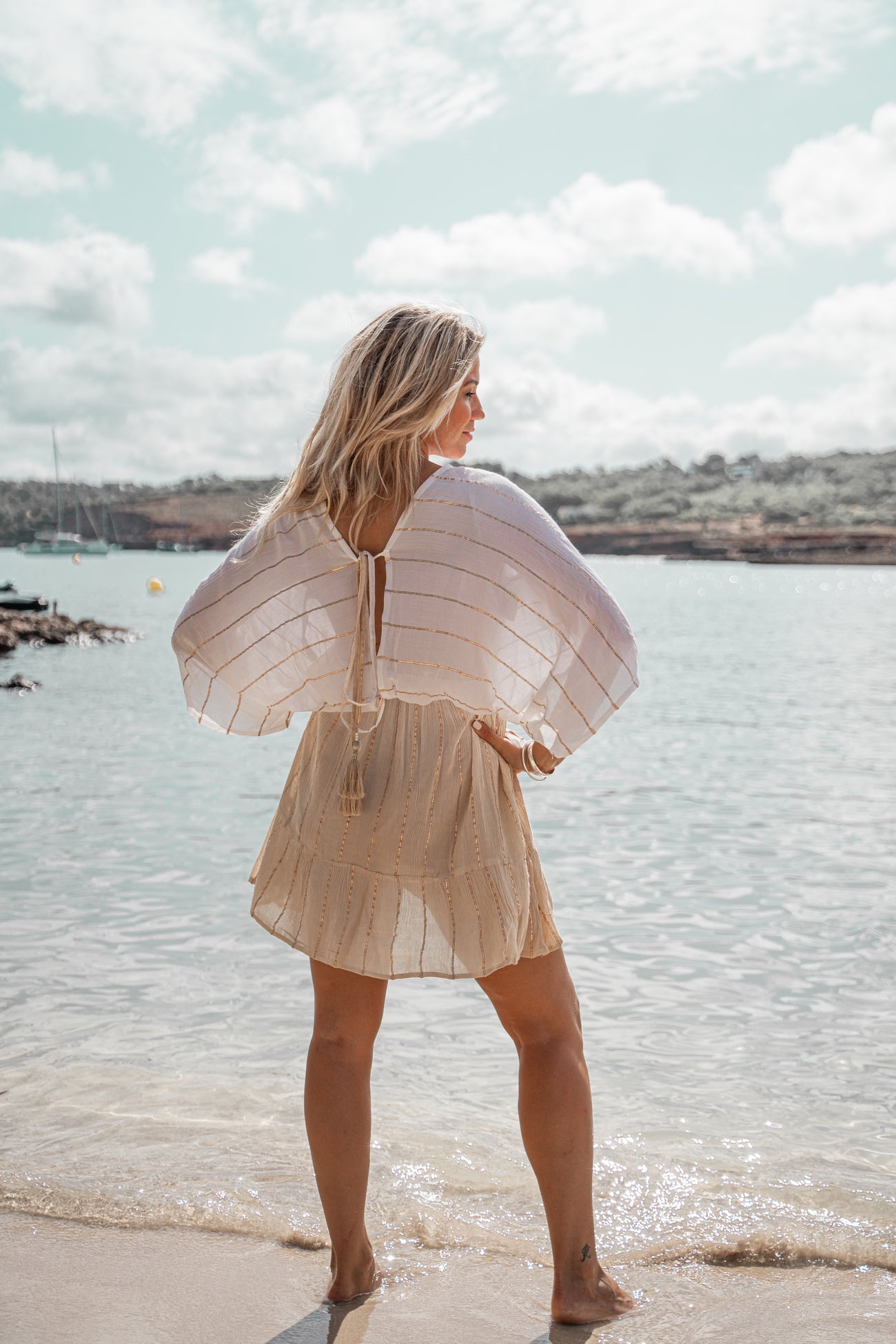 Bohemian jurk in white/ sand van ibzmode, Brands of Ibiza