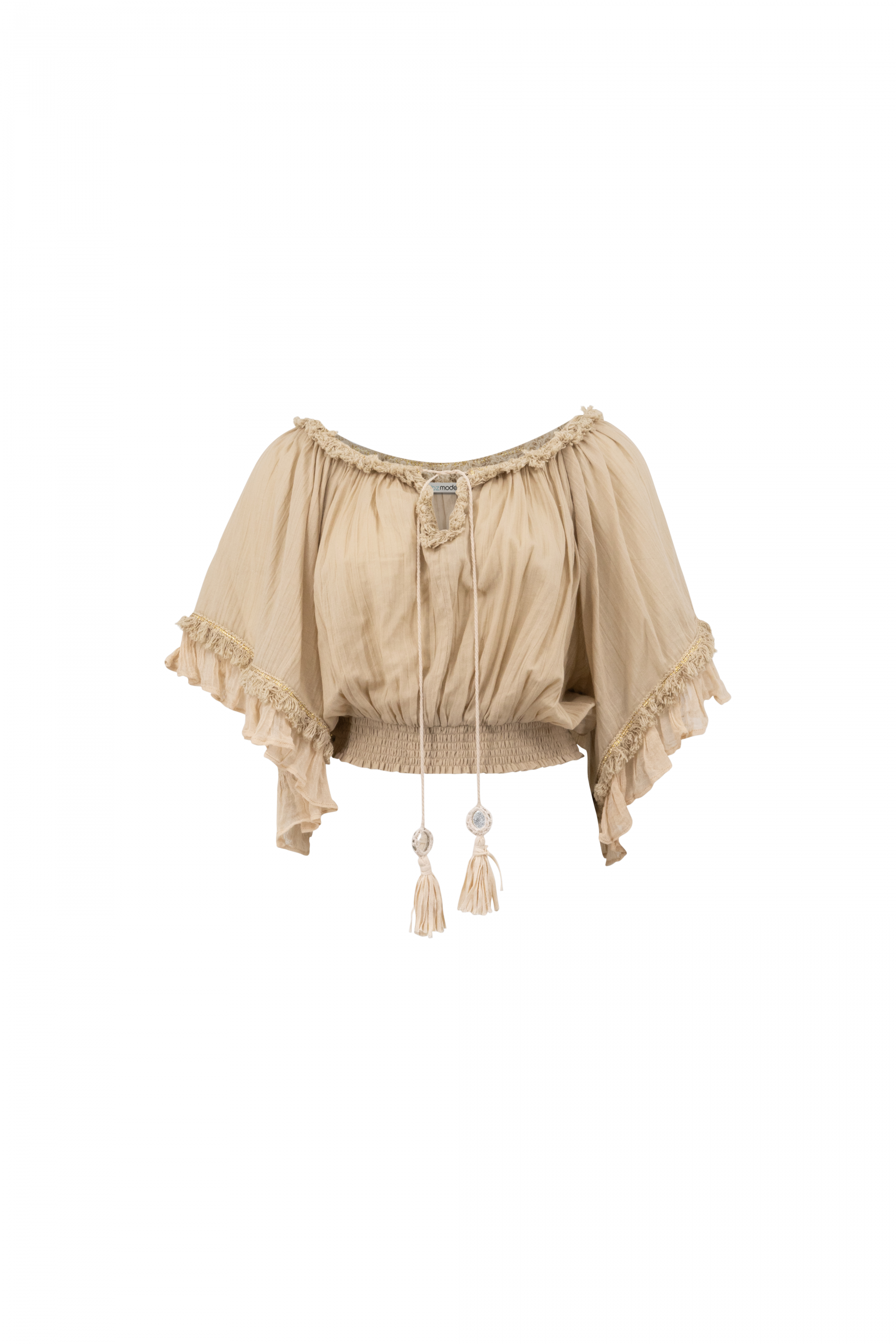 Bohemian top in sand van ibzmode, Brands of Ibiza