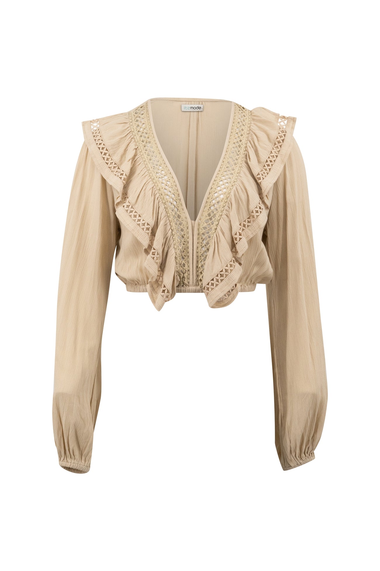 Bohemian top in sand van ibzmode, Brands of Ibiza