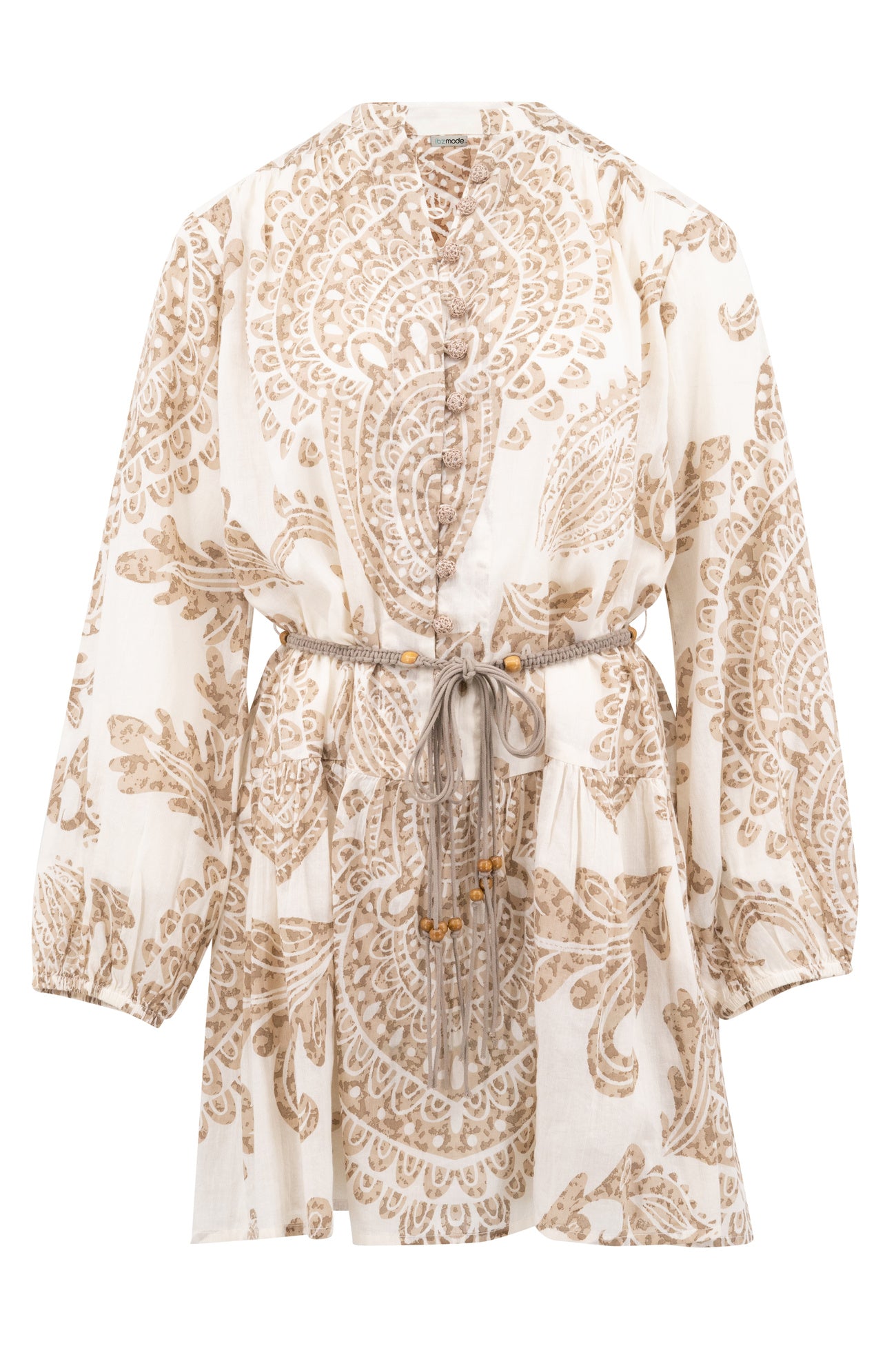 Bohemian jurk in taupe van ibzmode, Brands of Ibiza