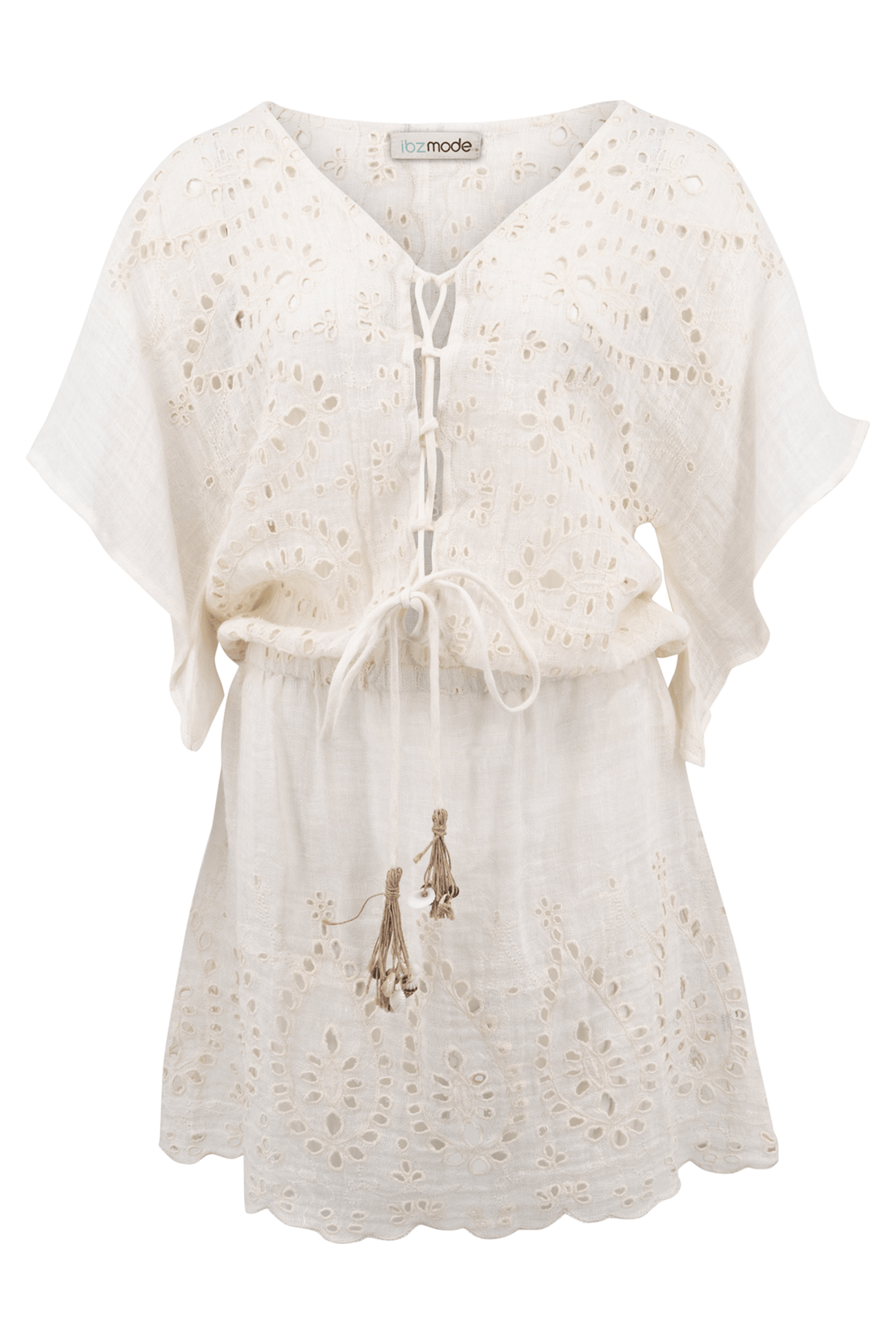 Bohemian jurk in ecru van ibzmode, Brands of Ibiza