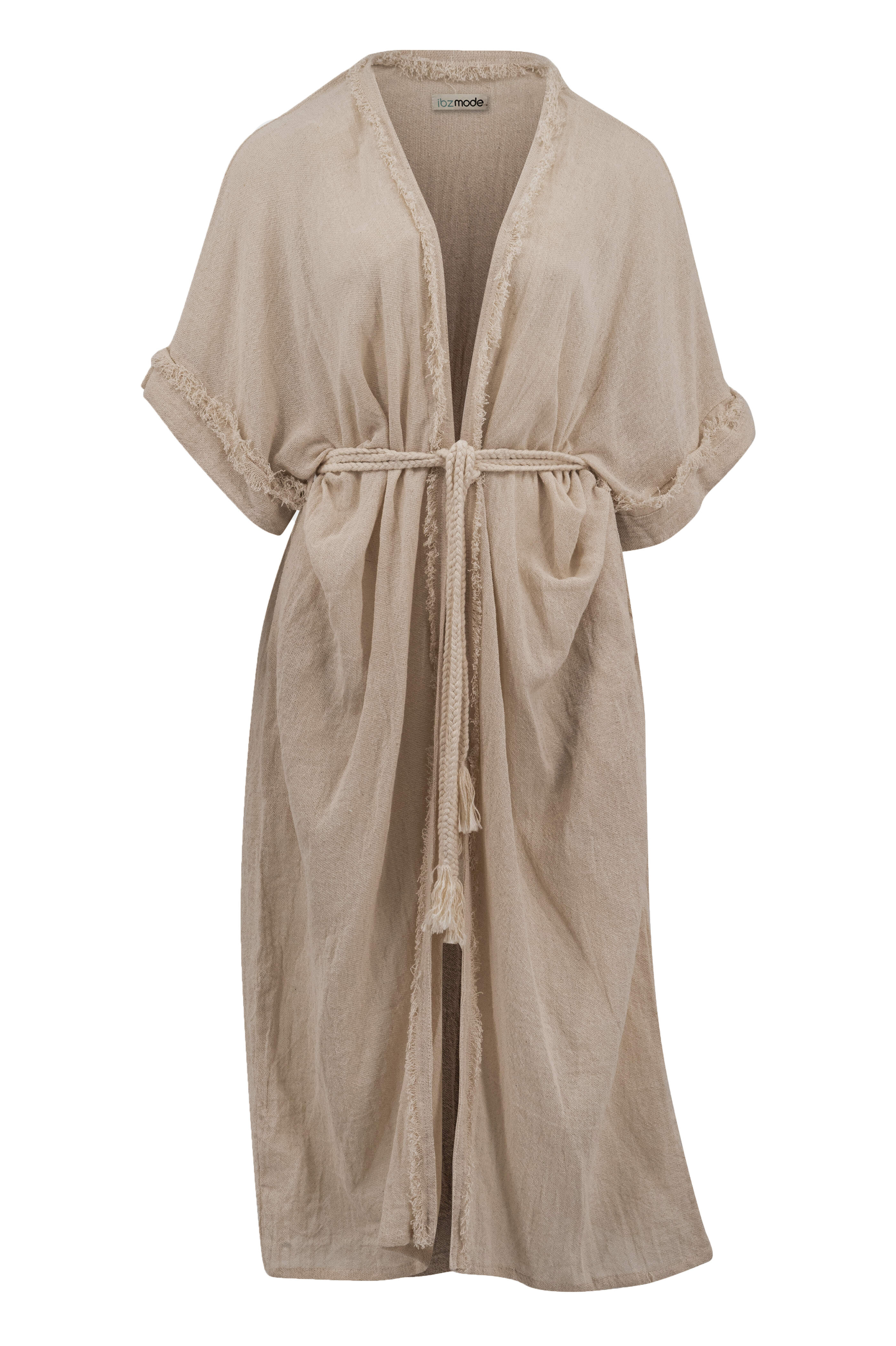 Bohemian kimono in taupe van ibzmode, Brands of Ibiza