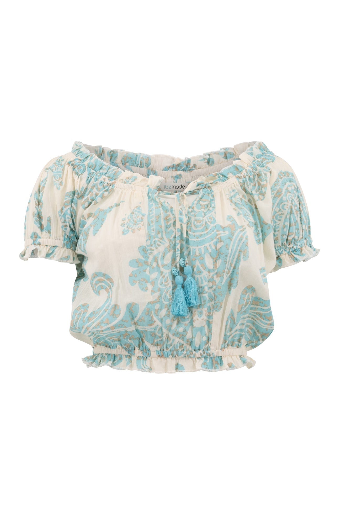 Bohemian top in aqua van ibzmode, Brands of Ibiza