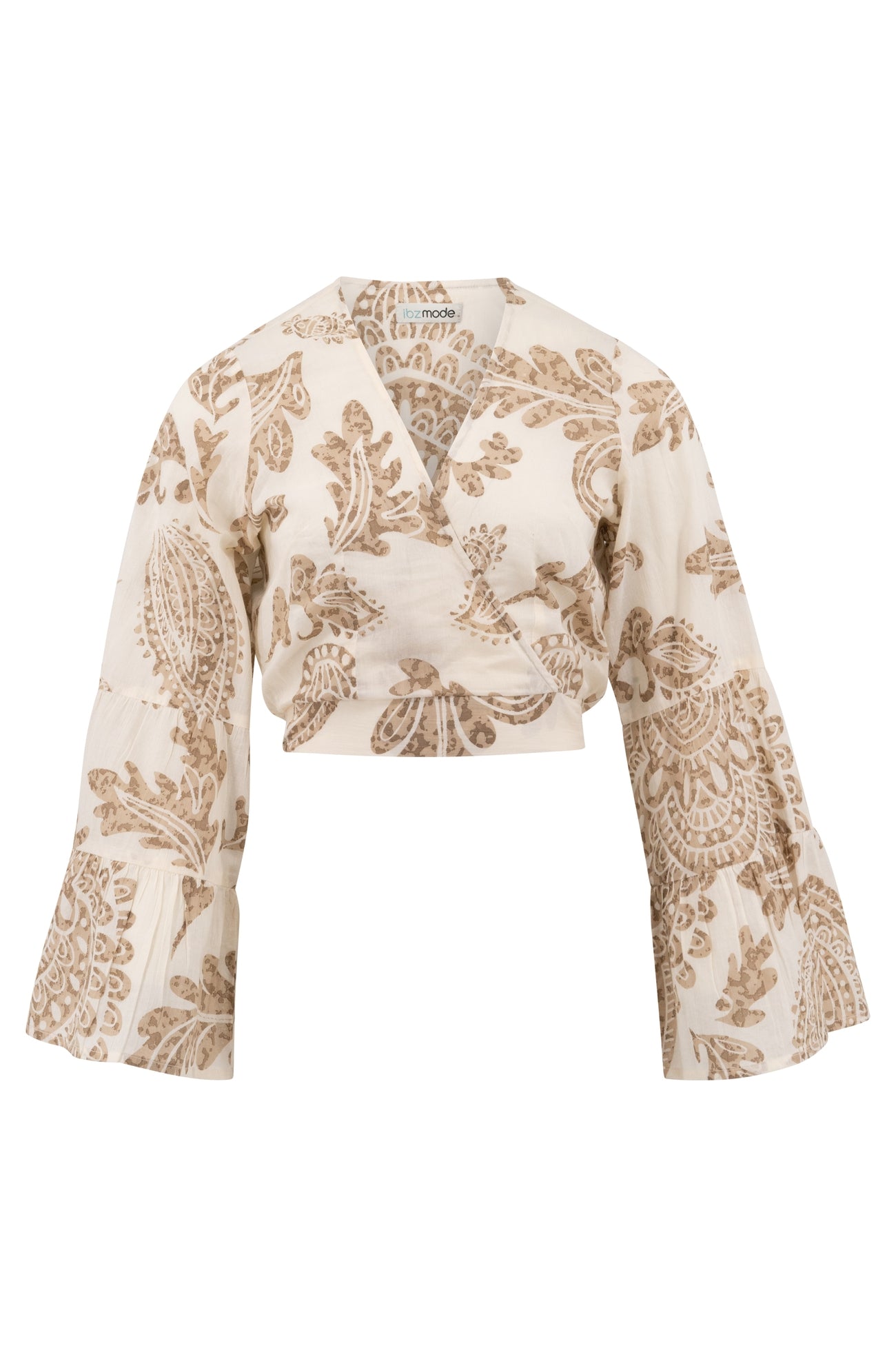 Bohemian top in taupe van ibzmode, Brands of Ibiza