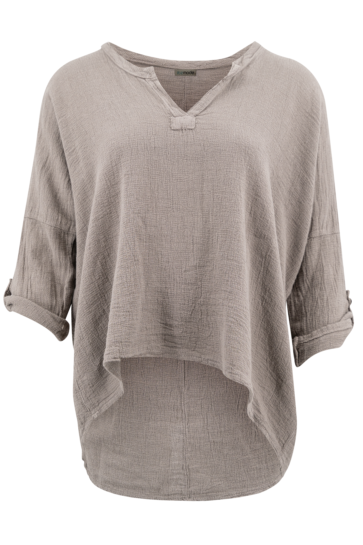 Bohemian blouse in taupe van ibzmode, Brands of Ibiza