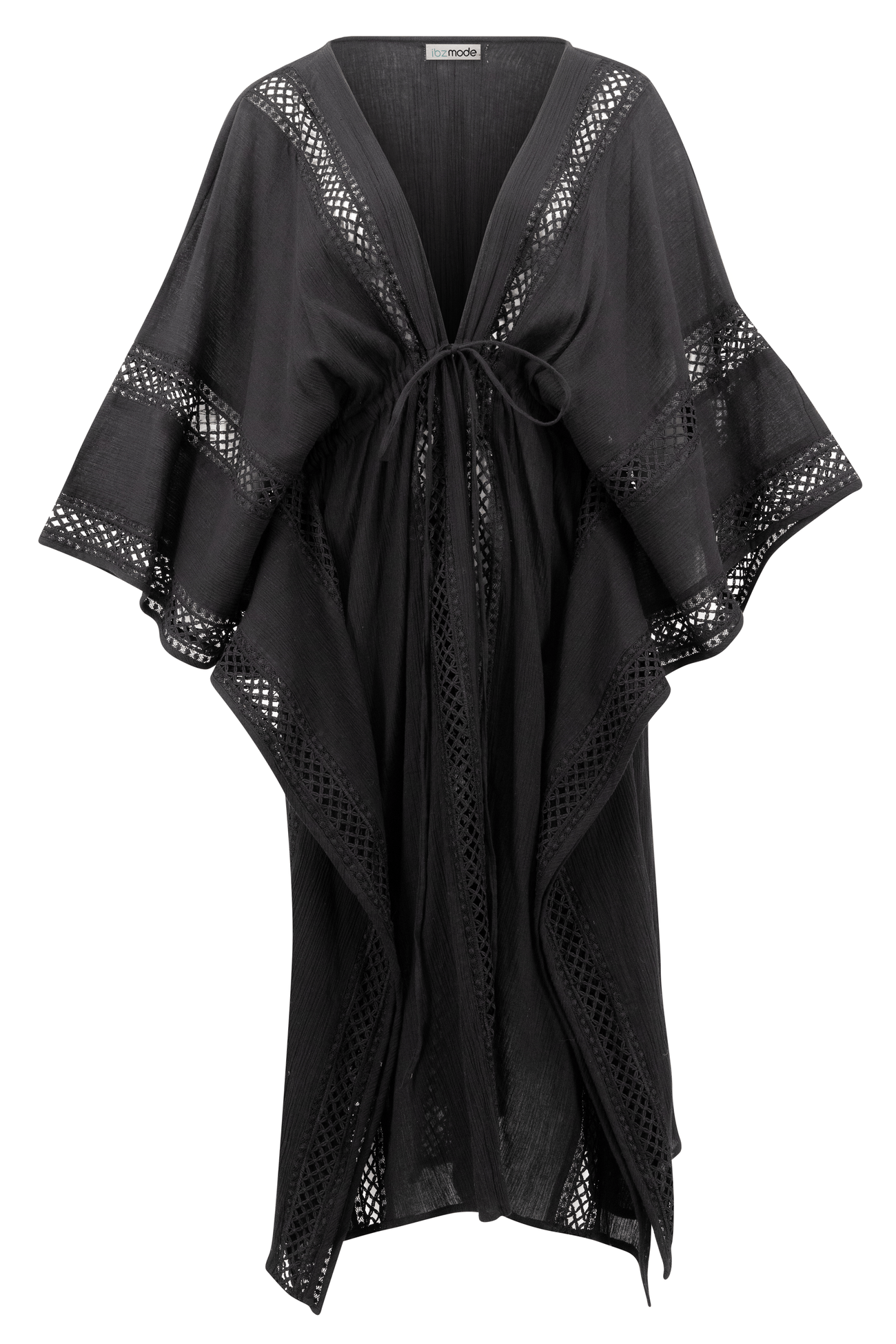 Bohemian kimono in black van ibzmode, Brands of Ibiza