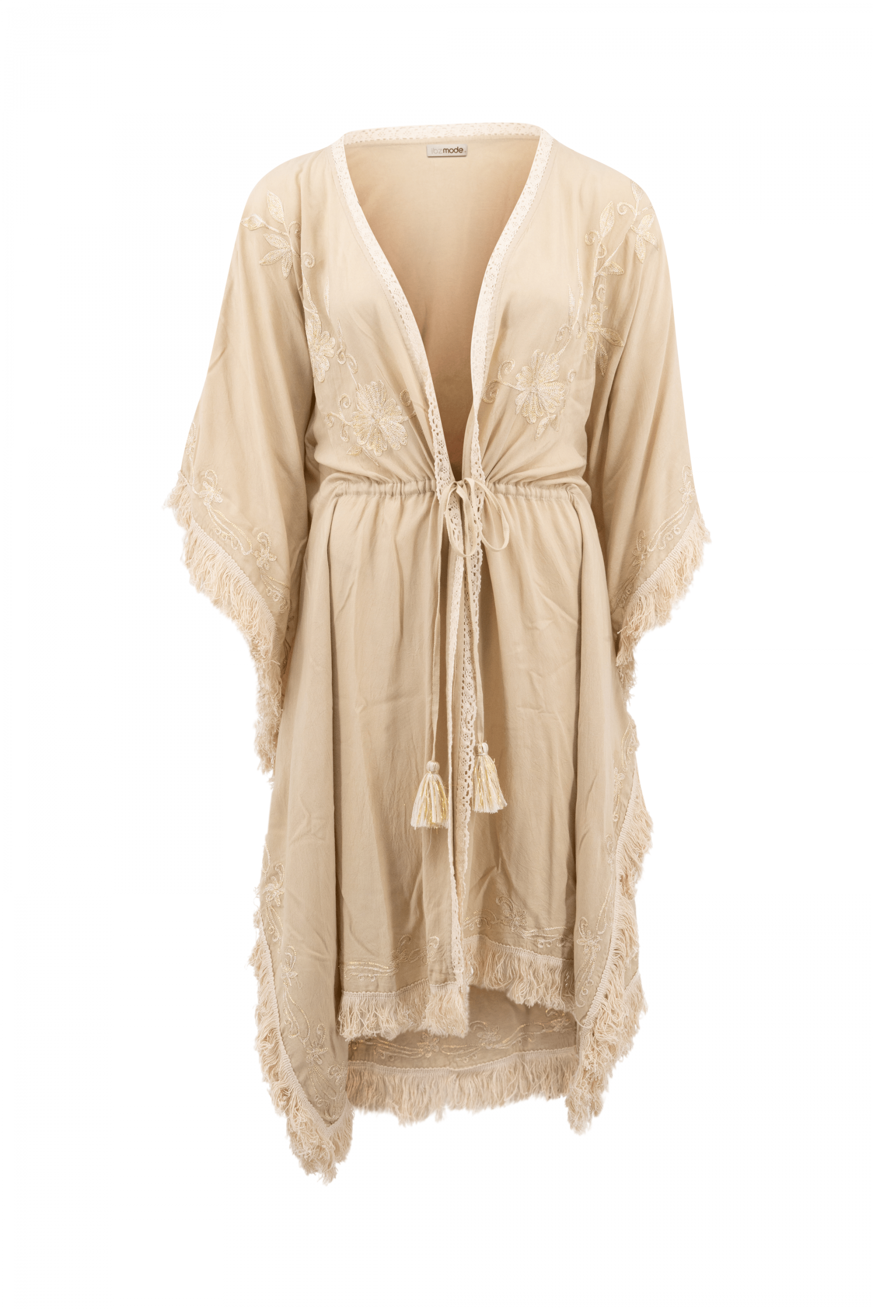Bohemian kimono in sand van ibzmode, Brands of Ibiza