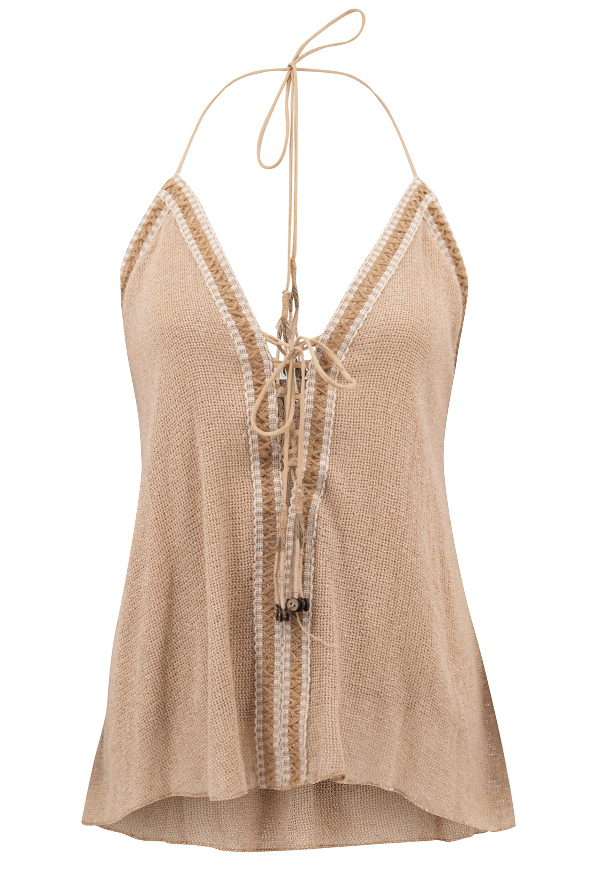 Bohemian top in sand van ibzmode, Brands of Ibiza