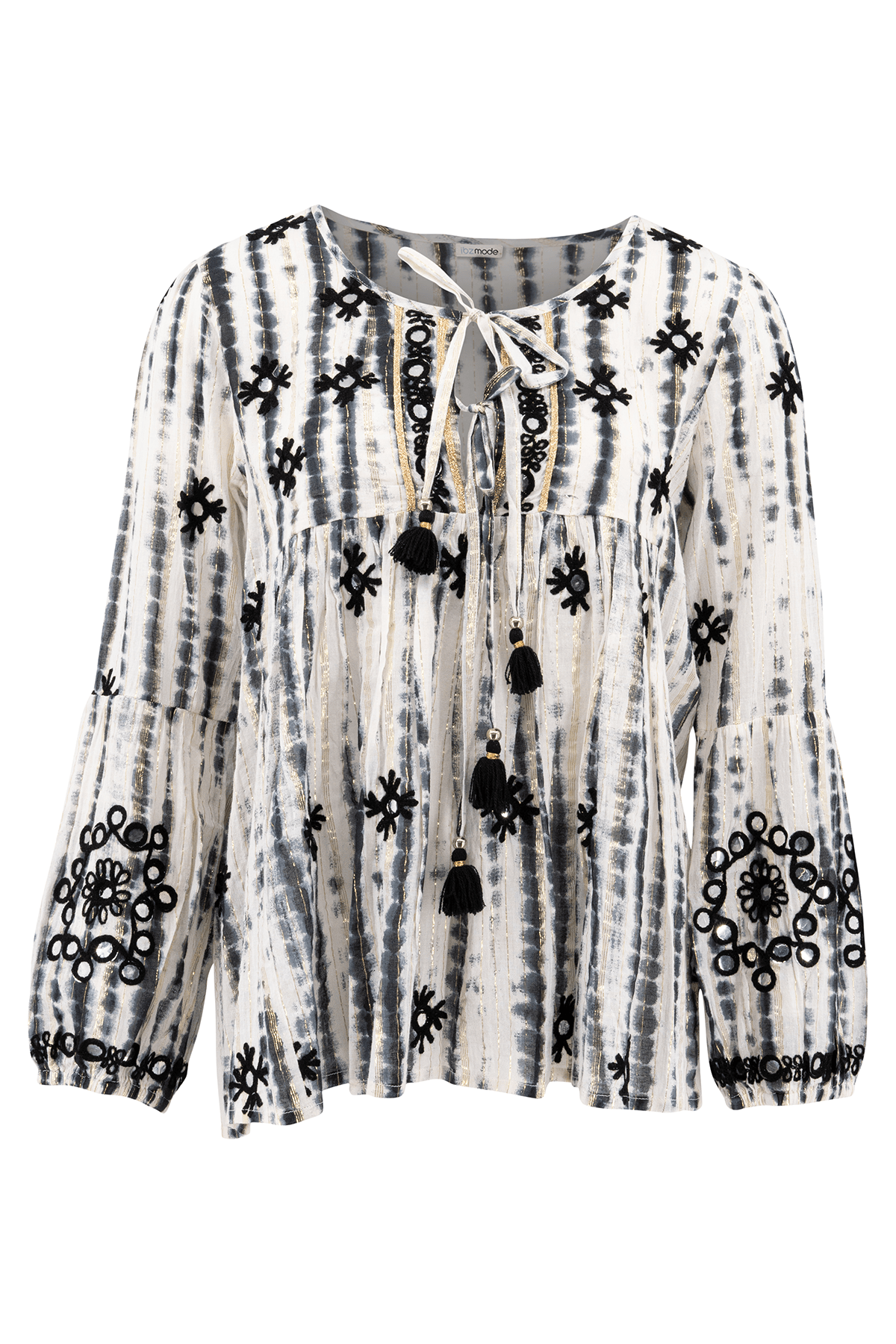 Bohemian blouse in black van ibzmode, Brands of Ibiza