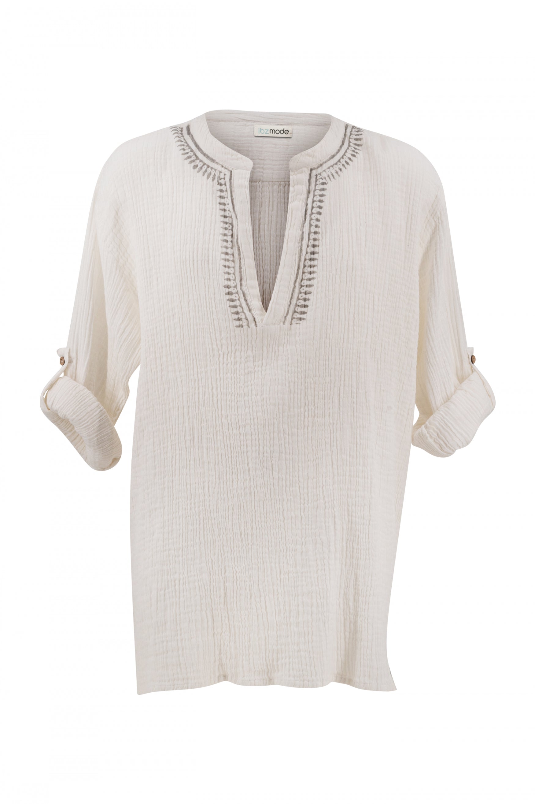 Bohemian blouse in white van ibzmode, Brands of Ibiza