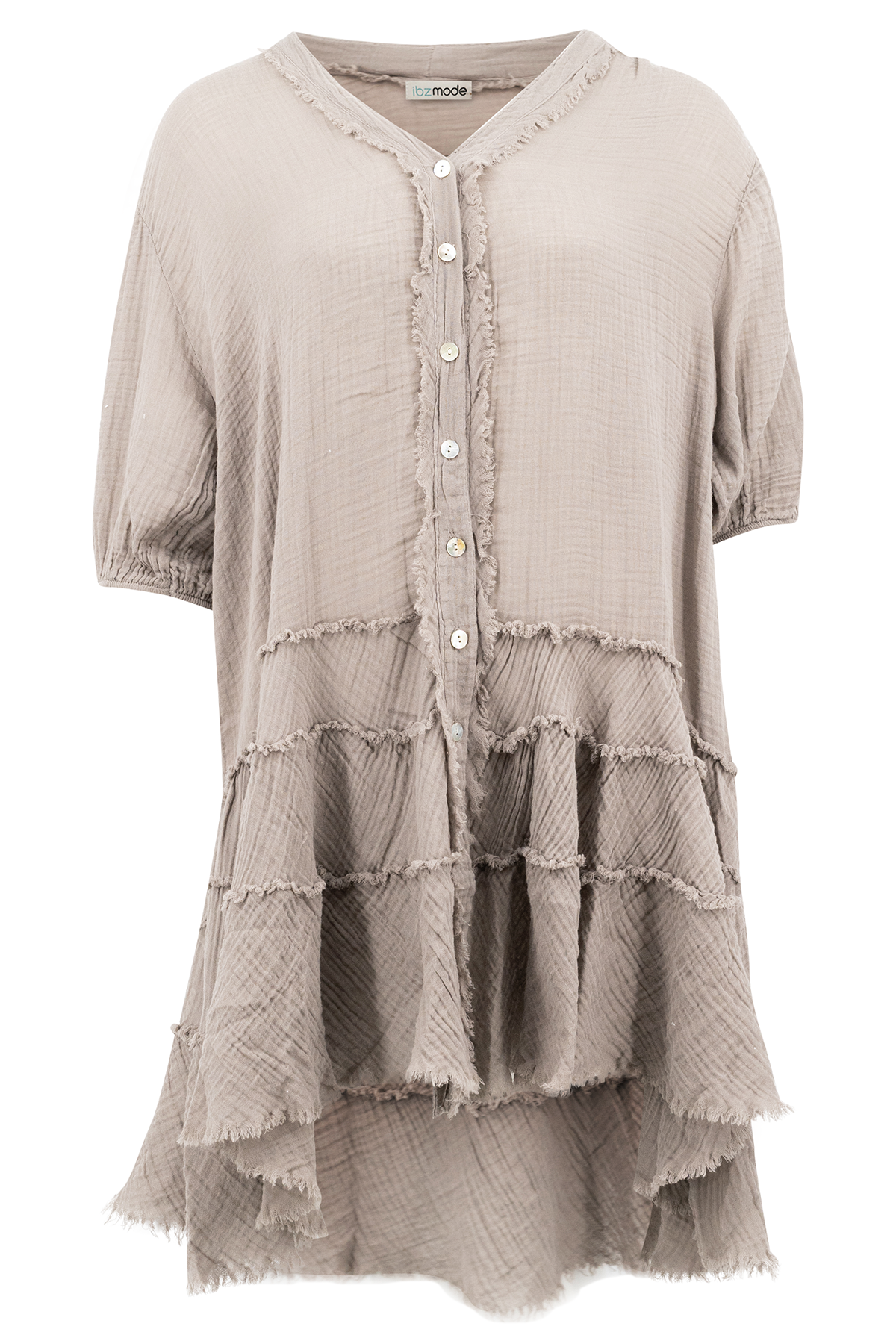 Bohemian jurk in taupe van ibzmode, Brands of Ibiza