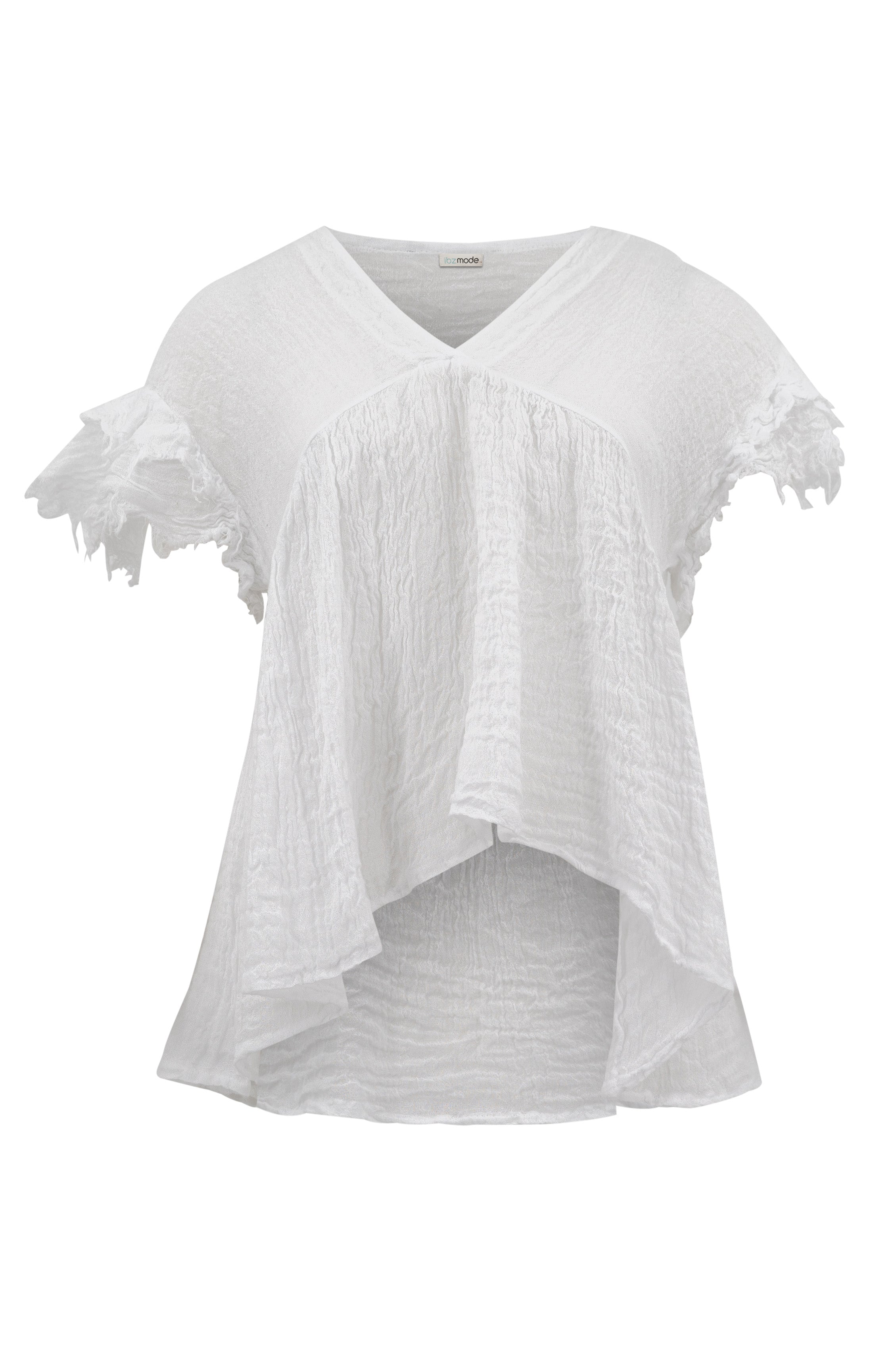 Bohemian top in white van ibzmode, Brands of Ibiza