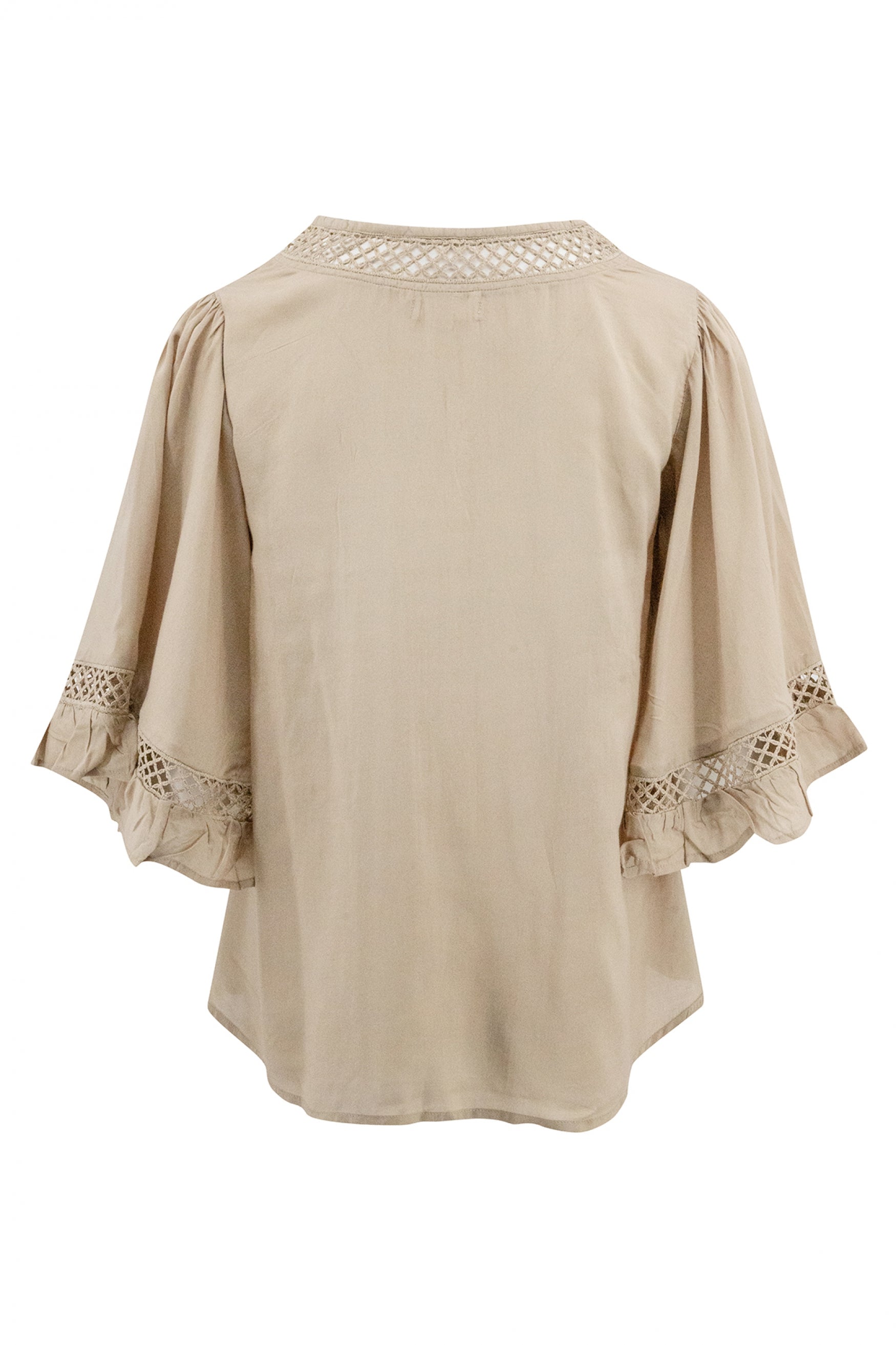 Bohemian top in taupe van ibzmode, Brands of Ibiza