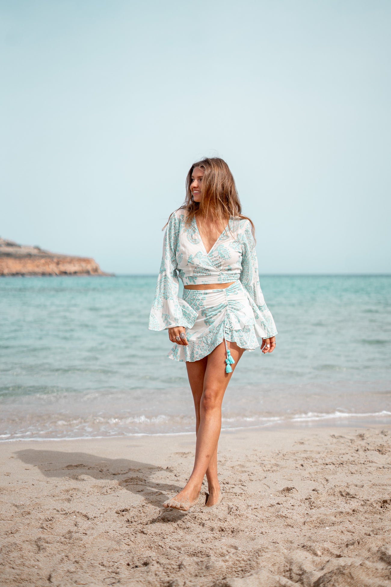 Bohemian top in aqua van ibzmode, Brands of Ibiza