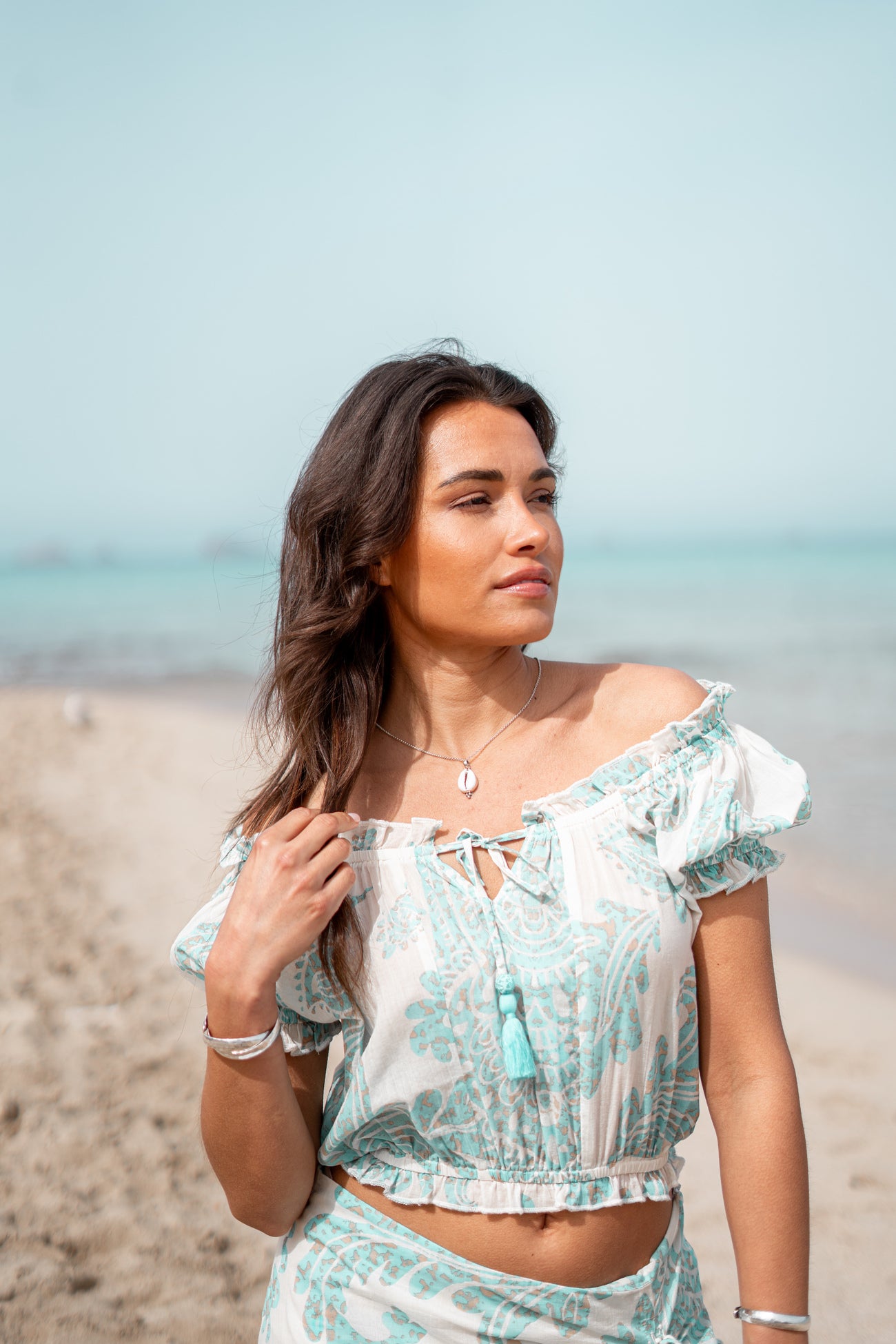 Bohemian top in aqua van ibzmode, Brands of Ibiza