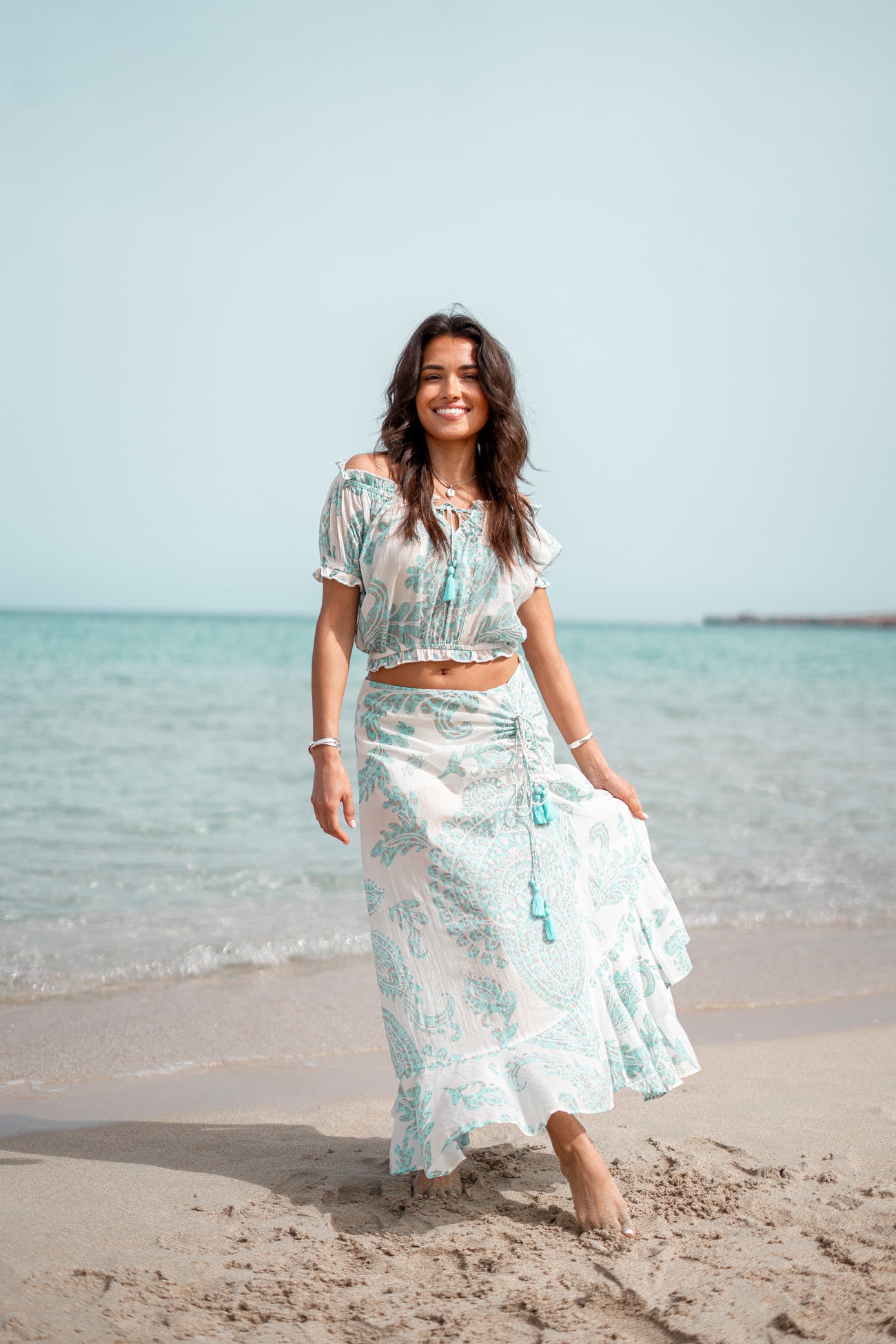 Bohemian top in aqua van ibzmode, Brands of Ibiza