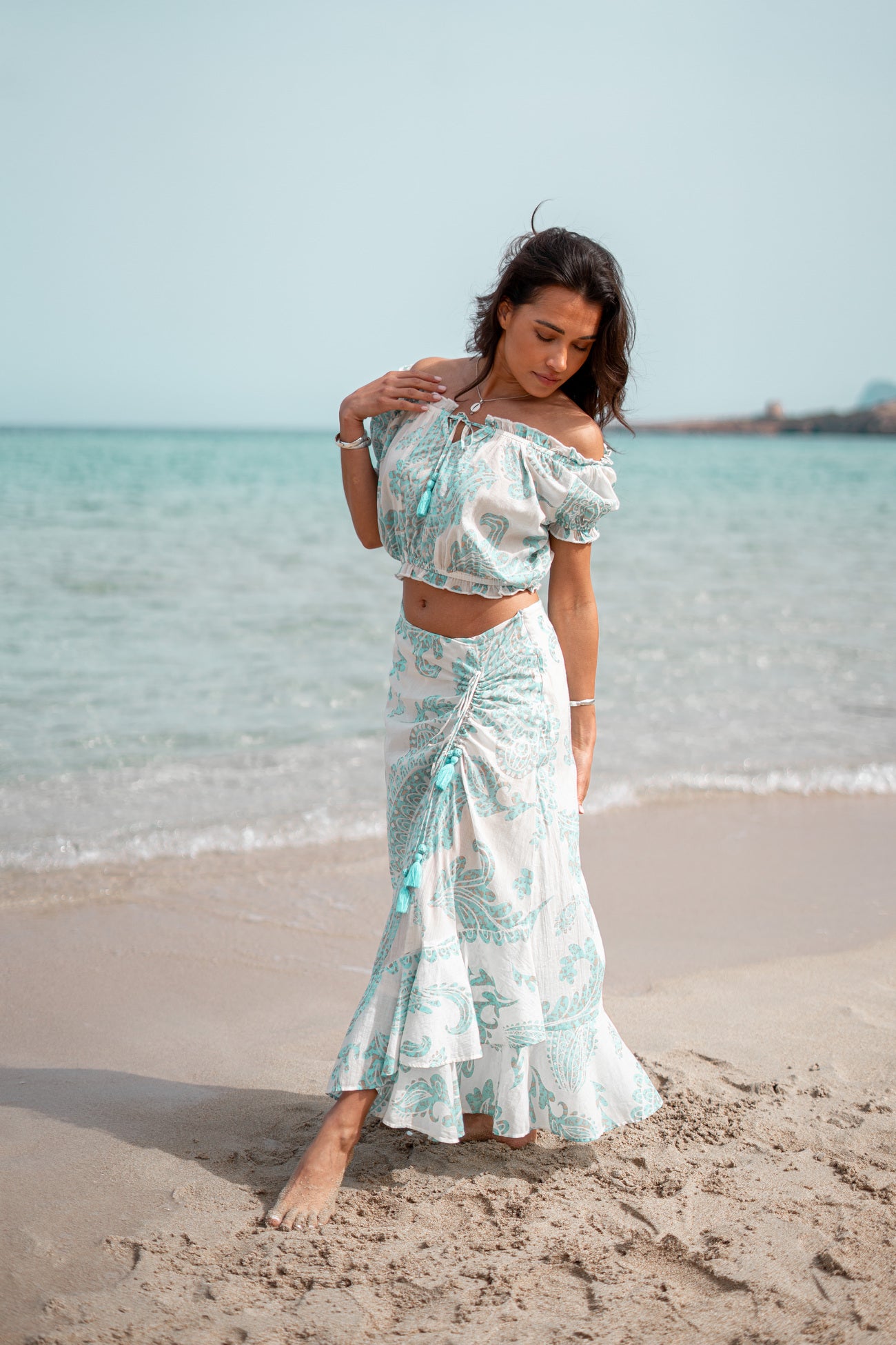 Bohemian top in aqua van ibzmode, Brands of Ibiza