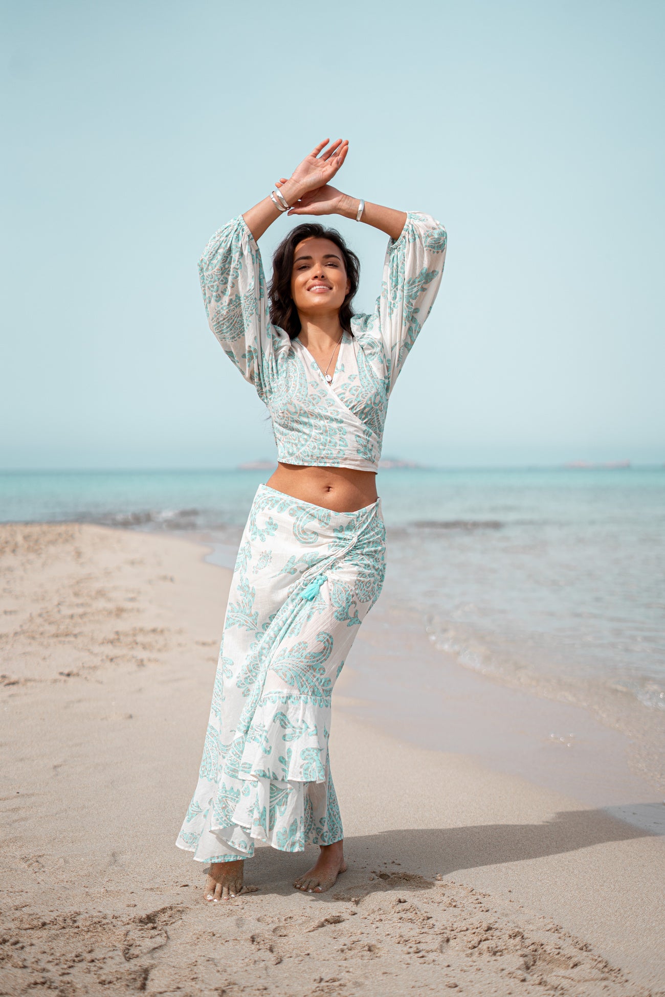Bohemian top in aqua van ibzmode, Brands of Ibiza