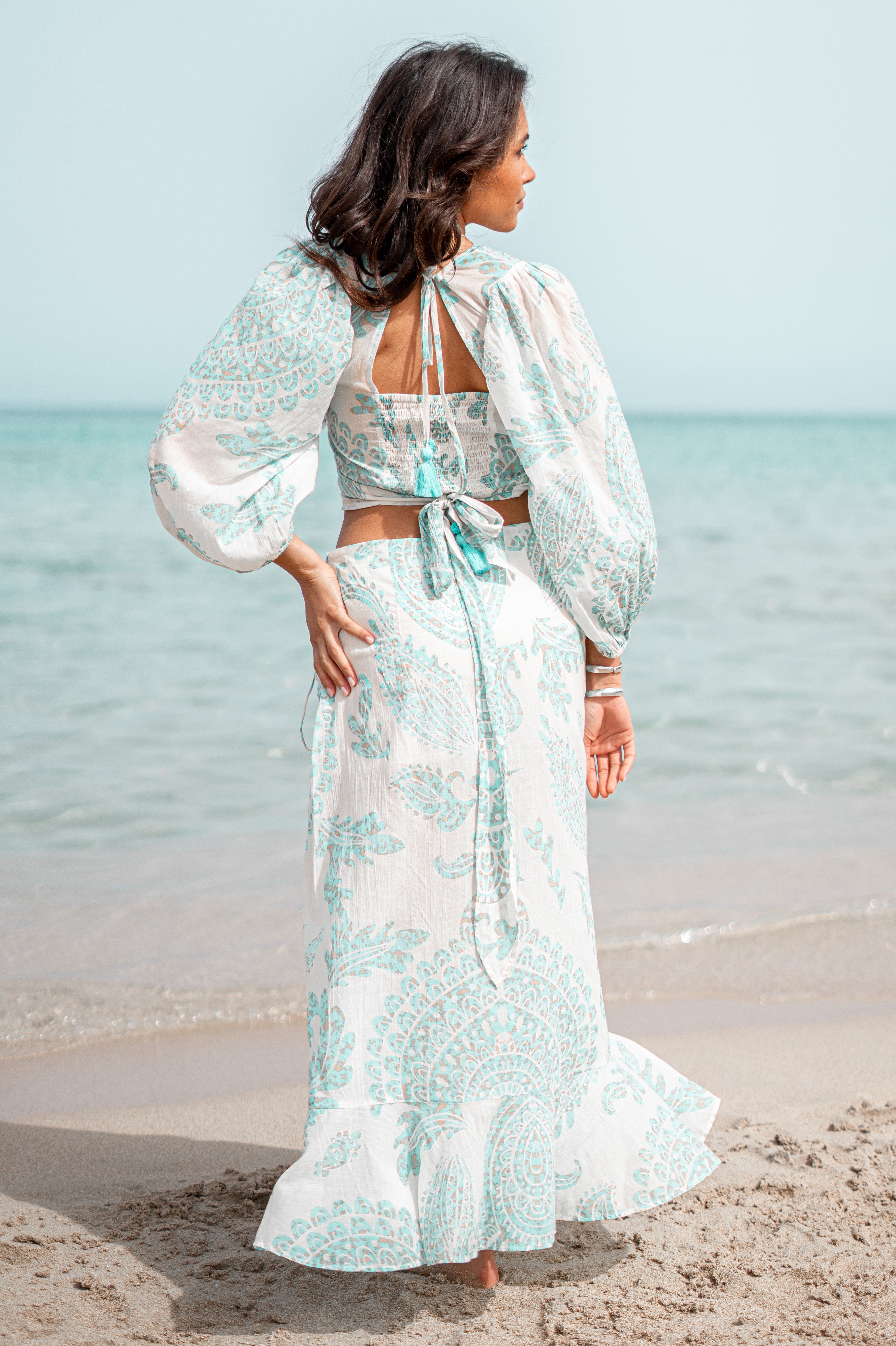 Bohemian rok in aqua van ibzmode, Brands of Ibiza