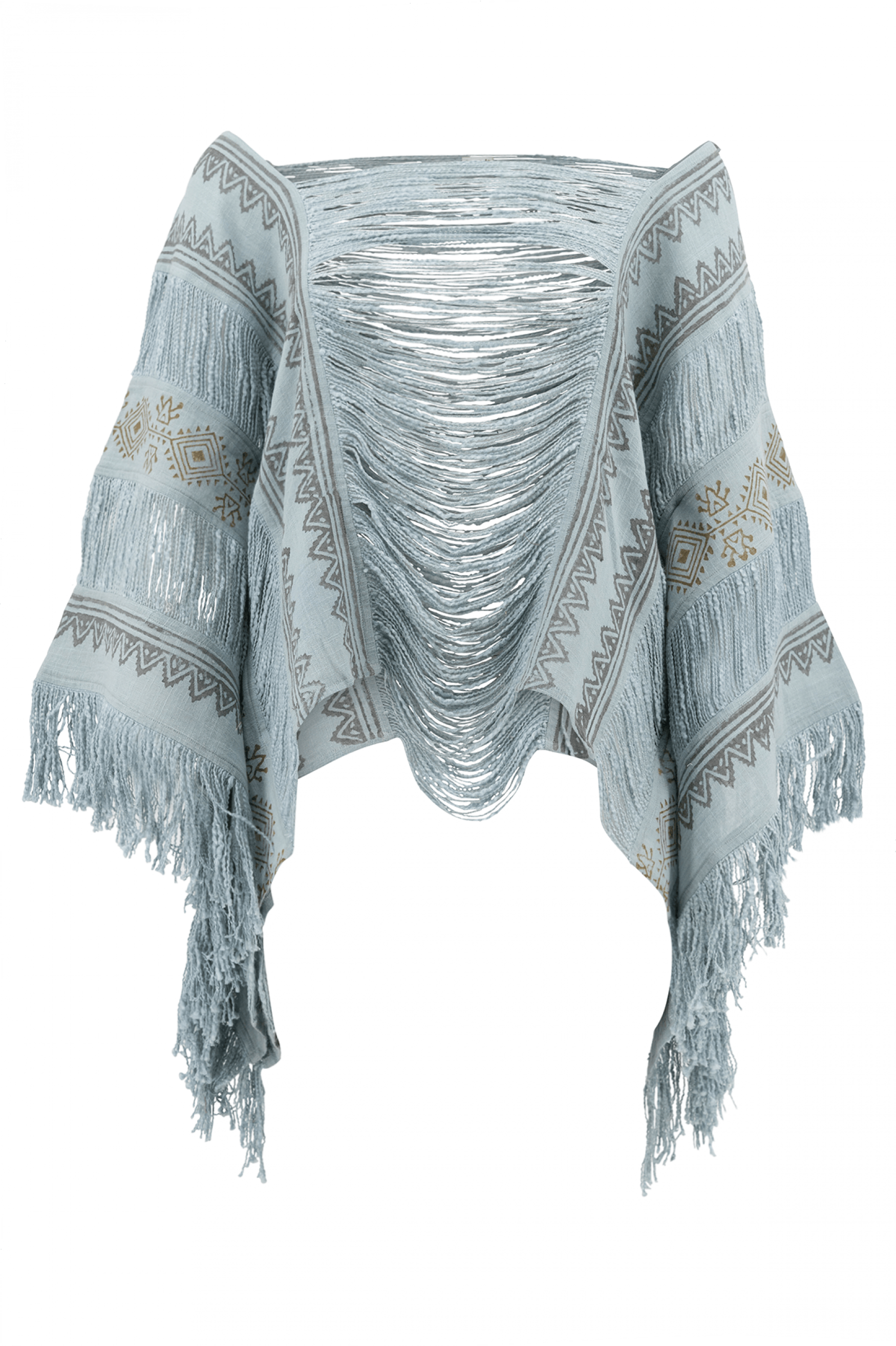 Bohemian top in pale blue van ibzmode, Brands of Ibiza