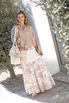 Ibizamode Bohemian Bloom taupe Aurea blouse with soft boho details
