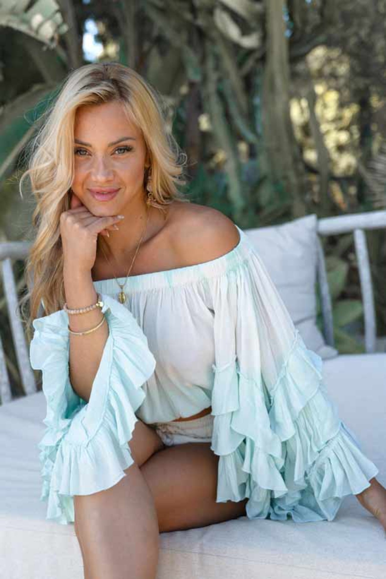 Ibizamode Bohemian Blush mint tie dye viscose top