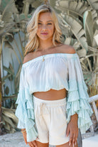 Ibizamode Bohemian Blush mint tie dye viscose top