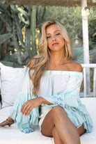 Ibizamode Bohemian Blush mint tie dye viscose top