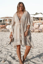 Ibzmode Short Kimono Flora Miranza Natural bohemian beachwear