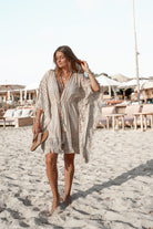 Ibzmode Short Kimono Flora Miranza Natural bohemian beachwear