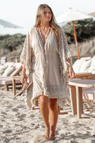 Ibzmode Short Kimono Flora Miranza Natural bohemian beachwear