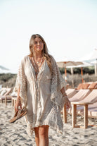 Ibzmode Short Kimono Flora Miranza Natural bohemian beachwear