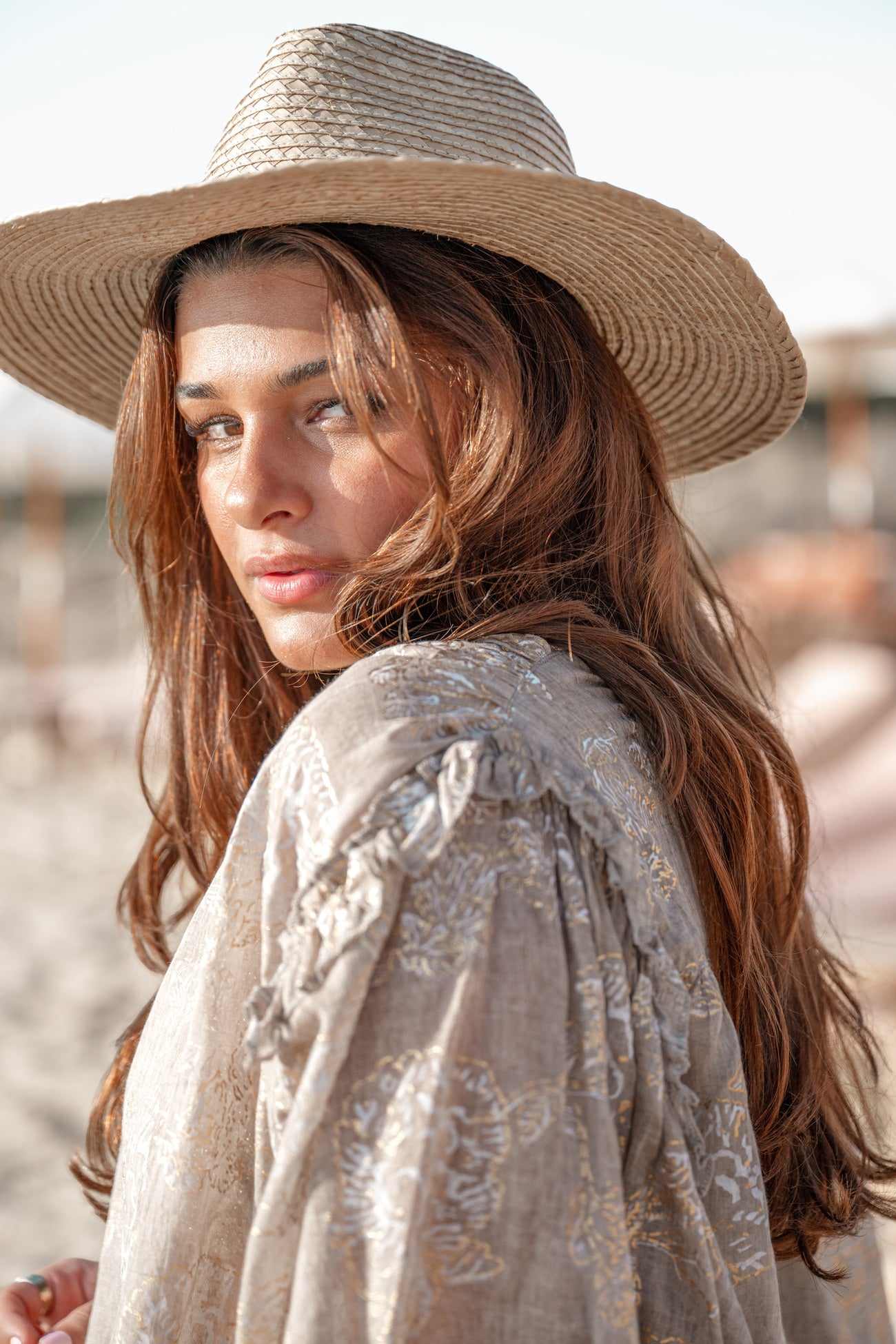 Ibzmode Blouse Amira Lumira Taupe bohemian summer blouse