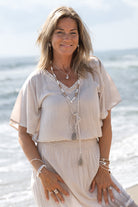 Ibizamode Dress Jen Aurelia Ivory with airy ombre look and feminine summer fit