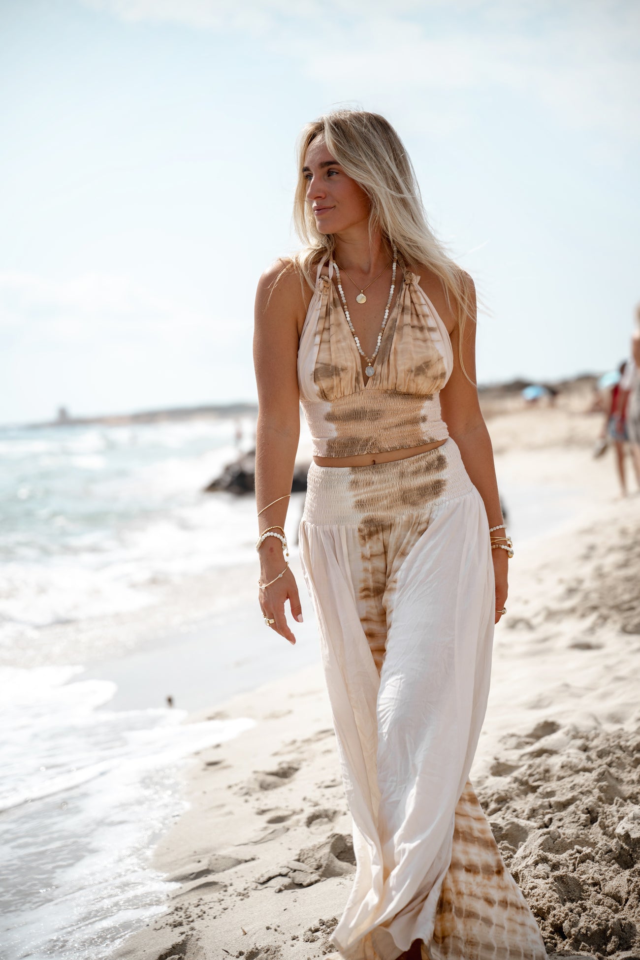 Ibizamode Pants Vena Maraluna Ivory with airy ombre look and flowy summer fit